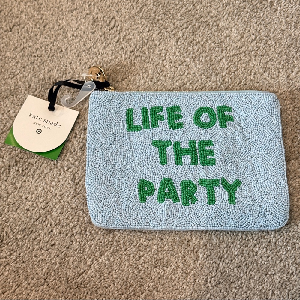 NWT Kate Spade New York X Target Life of the Party Beaded Clutch Blue Green Zip